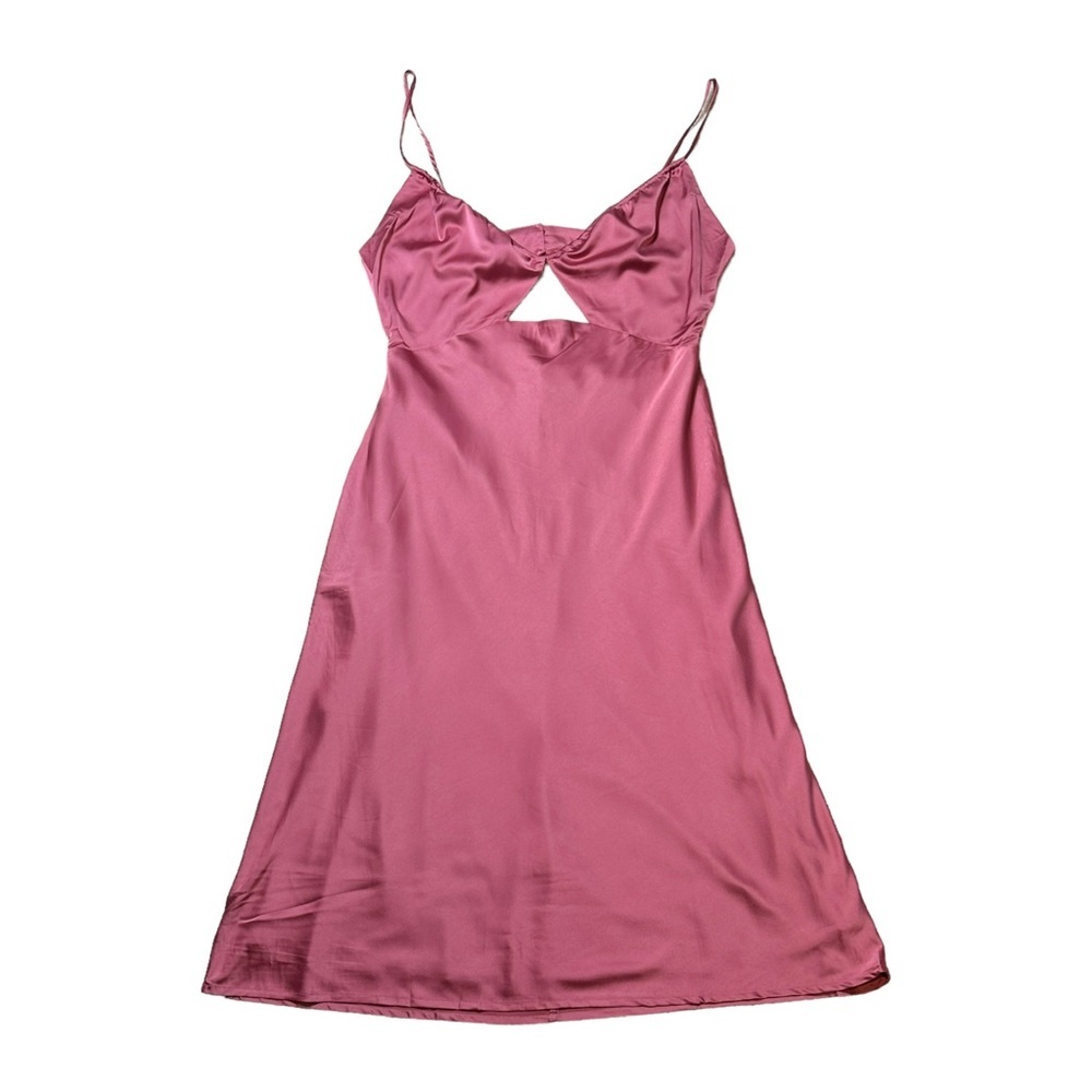 Petal + Pup Pink Poppy Cutout Midi Satin Dress US XL - Picture 2 of 9